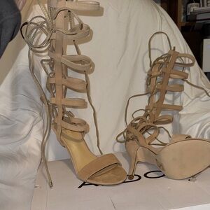 Aldo Beige Lace-Up Heels Sz 6 👠